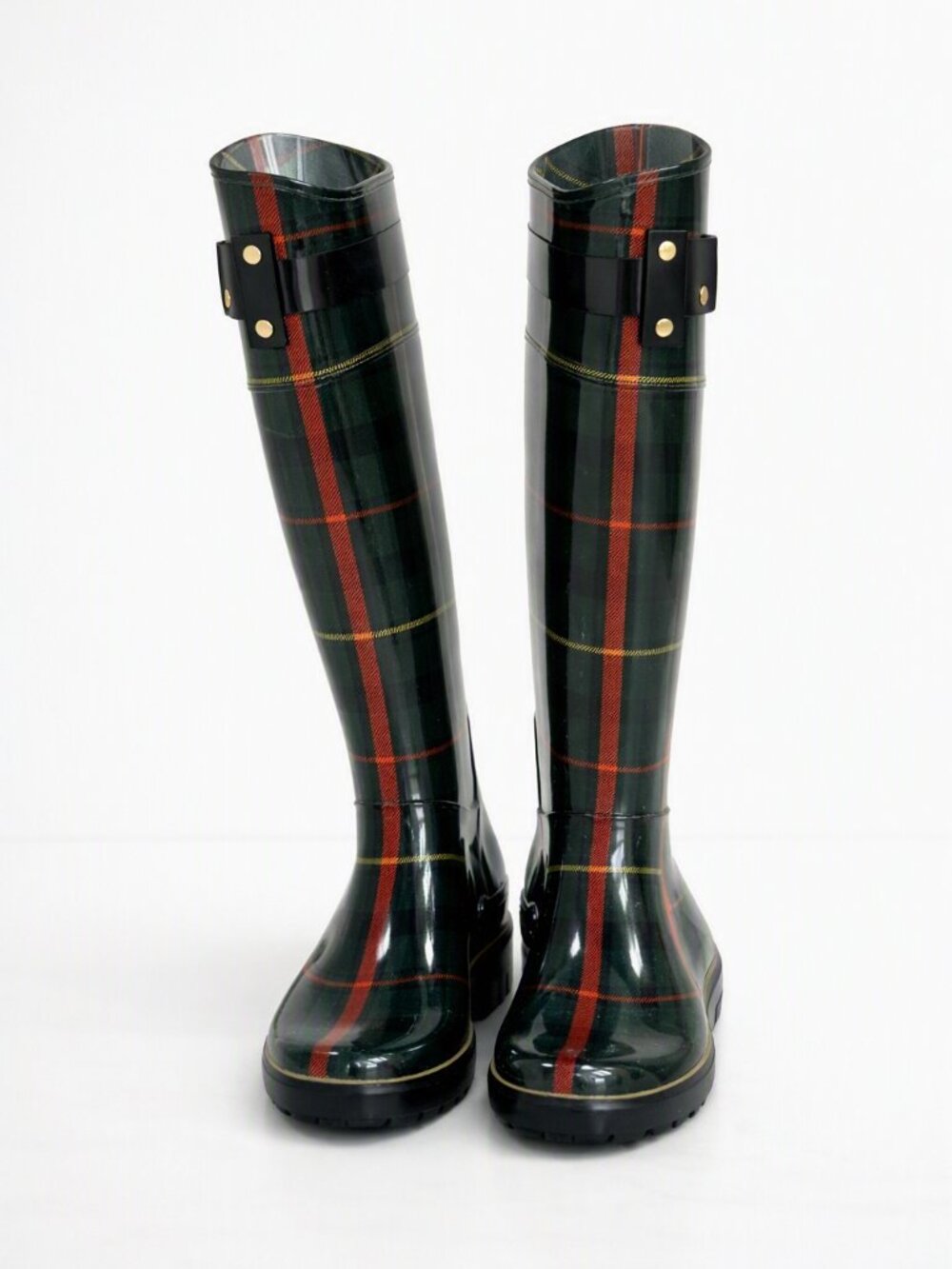 Ralph Lauren Plaid Rain Boots Size 8 B | Tall Tartan | Preppy Fall Style